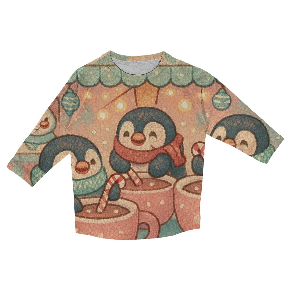 Penguins Hosting A Cocoa Carousel cotton quarter sleeve shirts