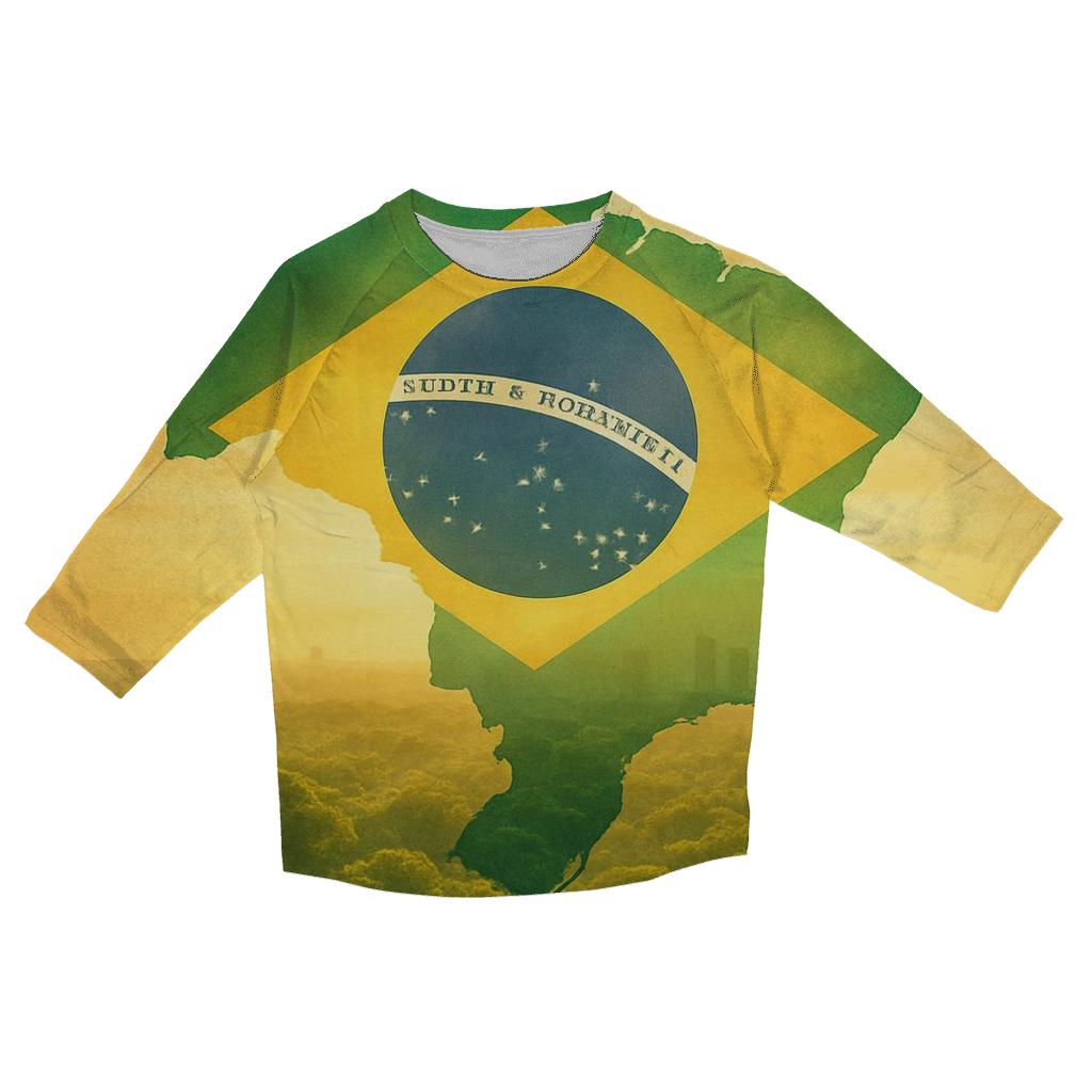 Brazil Double Exposure Rainforest Pulse custom 3/4 sleeve shirts