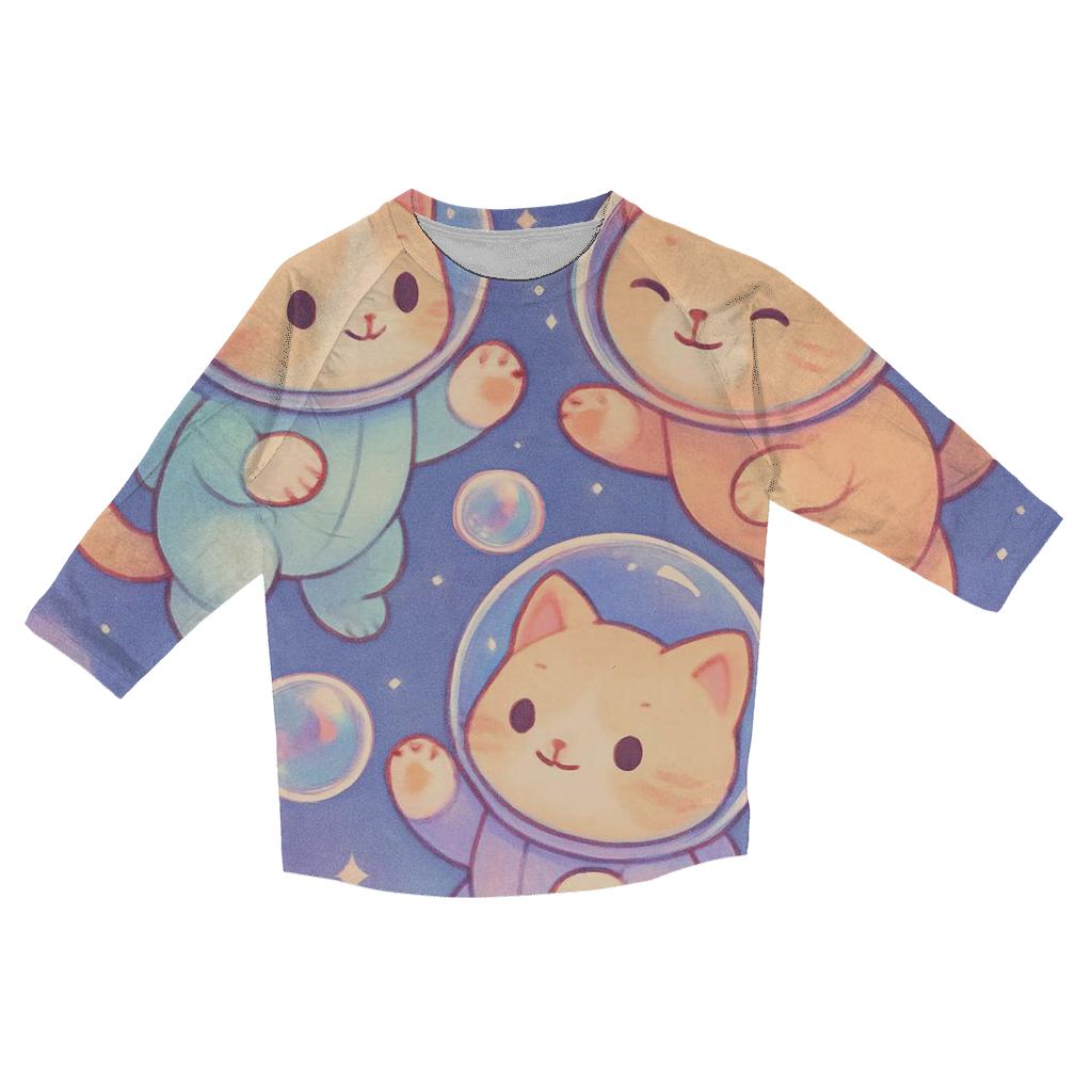 Bubble Bath Astronaut Kittens trendy 3/4 sleeve tops