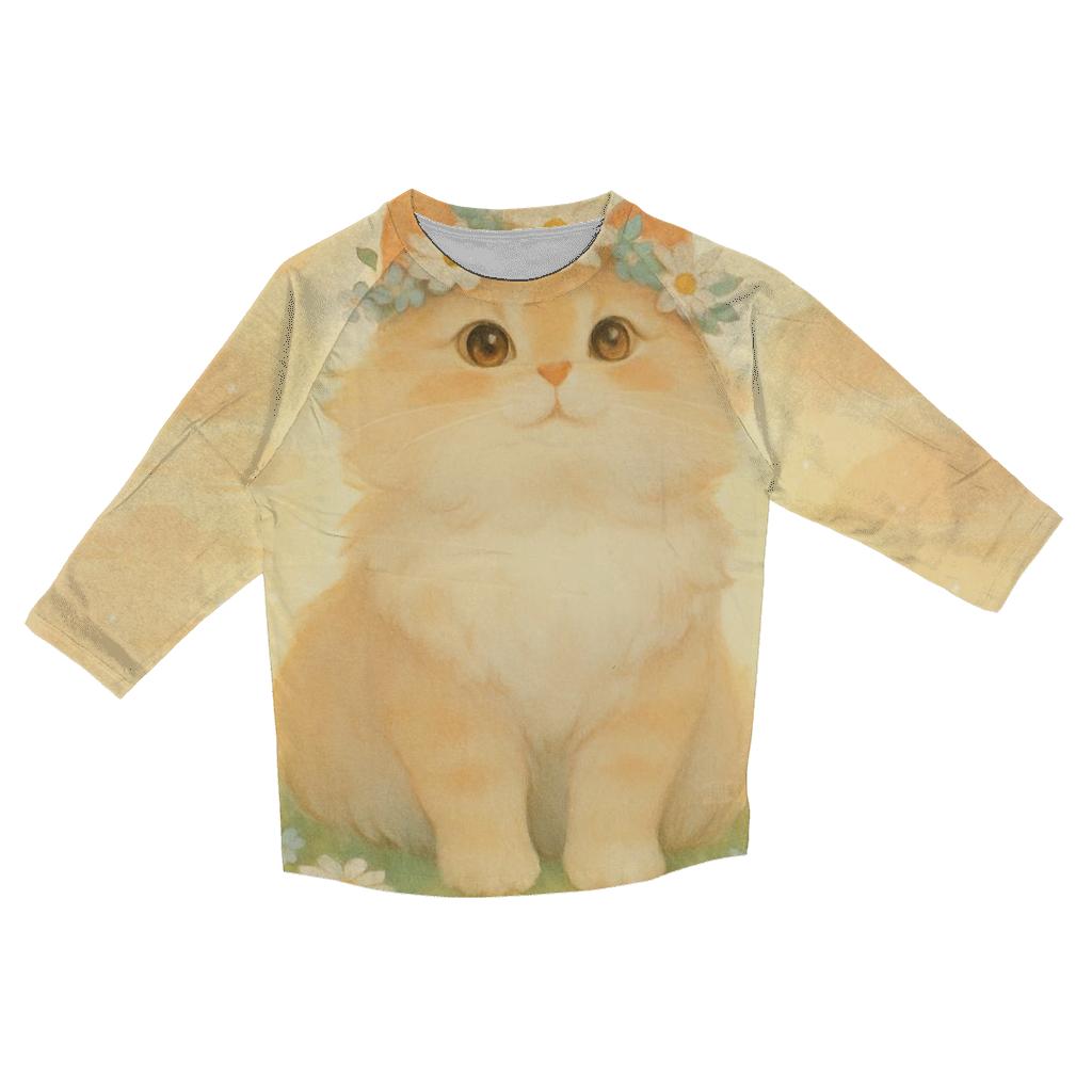 Sunrise Flower Crown Cat In Floating Meadow stylish quarter sleeve tops