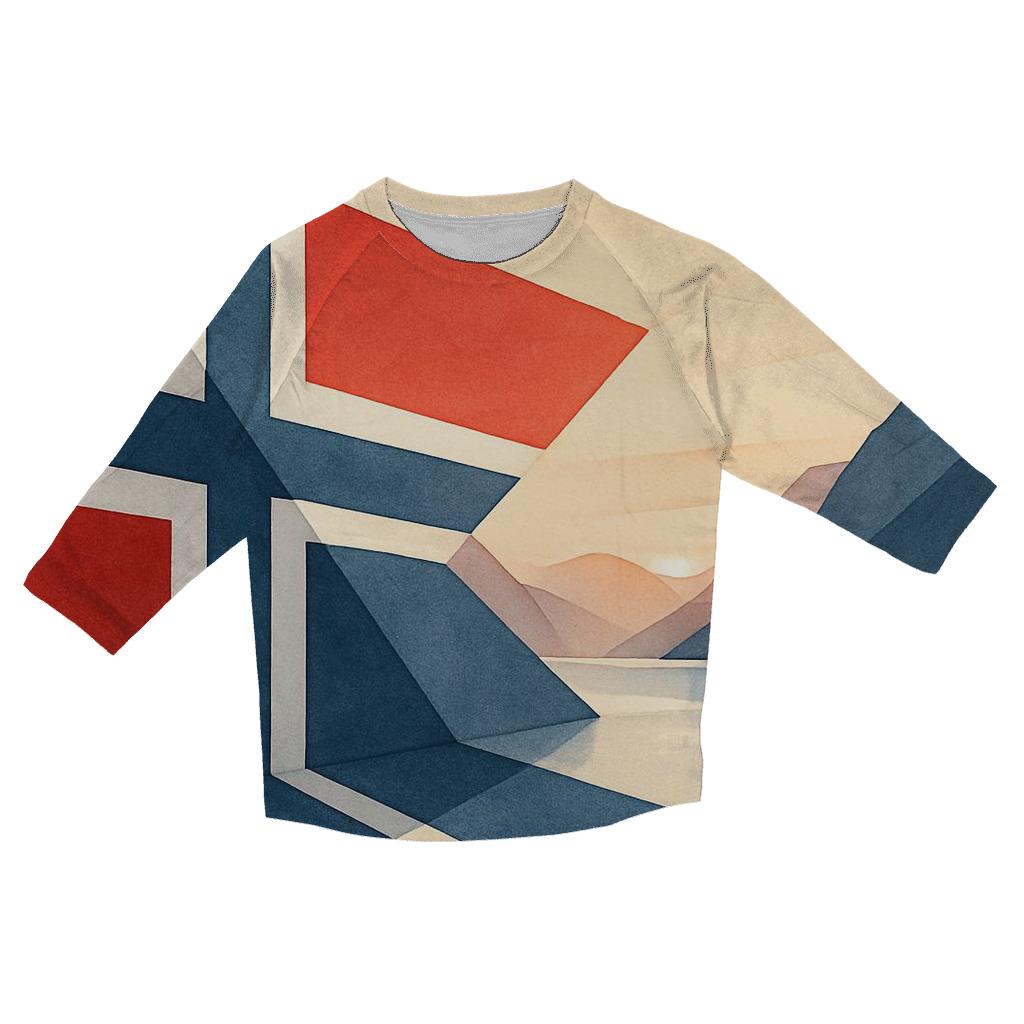 Norway Minimal Geometric Fjord Flag designer 3/4 sleeve blouses