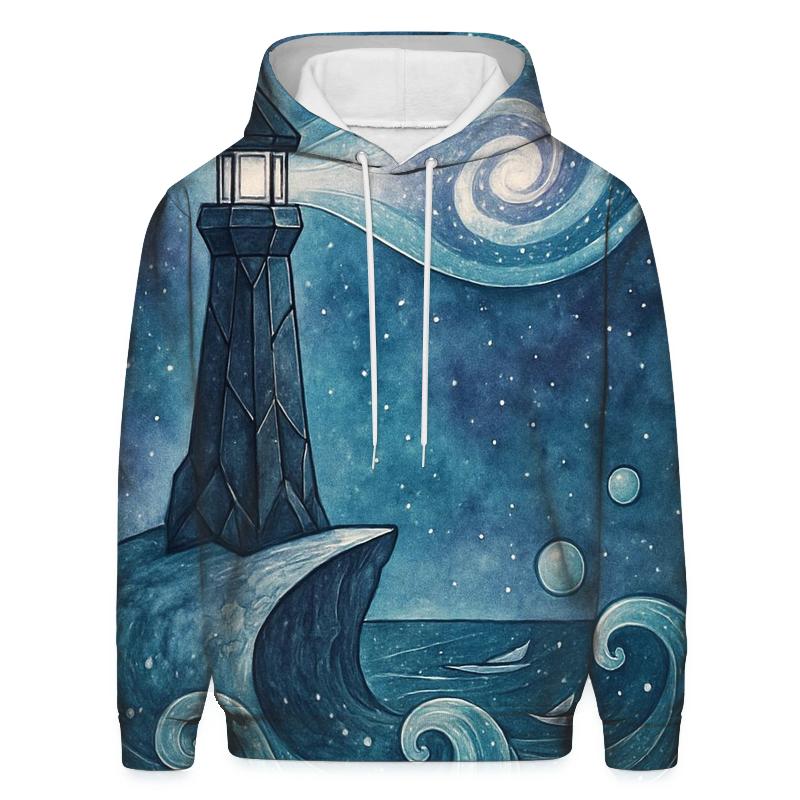 Lighthouse Of The Nebula Tide graphic hoodies