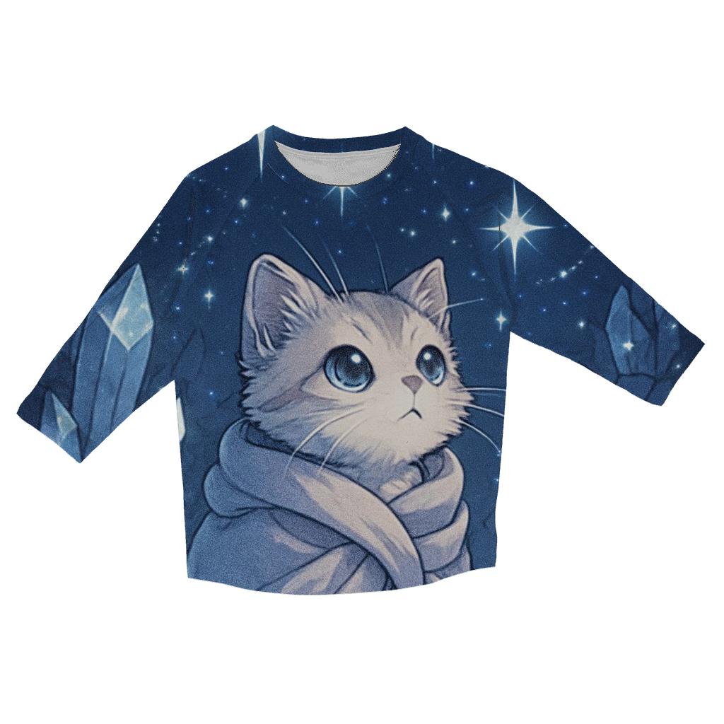 Crystal Cave Stargazer Kitten cotton quarter sleeve shirts