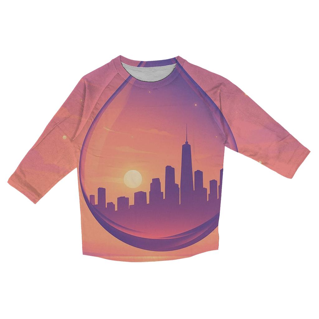 Skyline In A Glass Sunset printed three quarter sleeve shirts