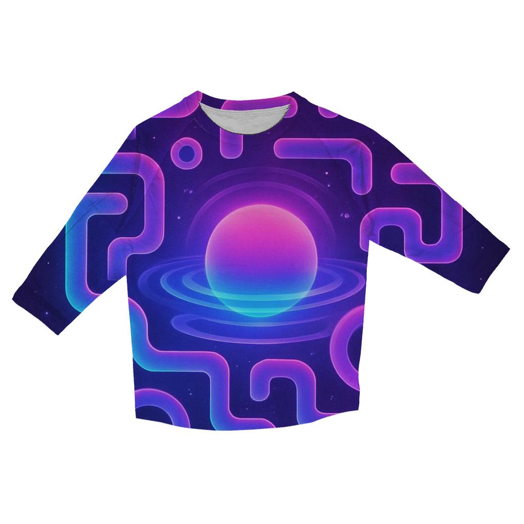 Neon Halo Labyrinth Drift designer 3/4 sleeve blouses