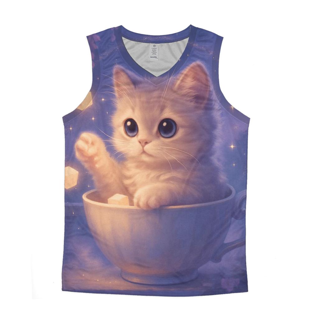 Moonlit Teacup Kitten Reverie sports performance tank tops