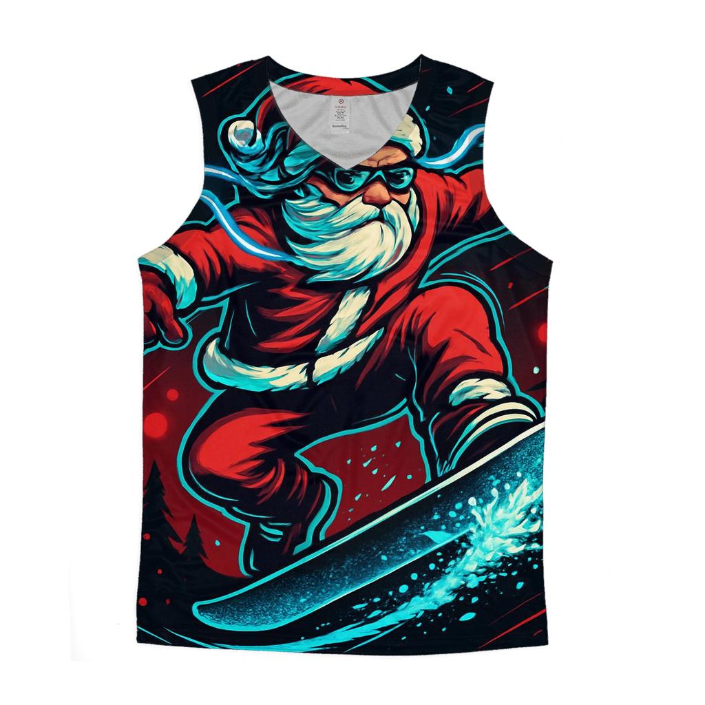 Neon Snowstorm Santa Kickflip graphic print tank tops