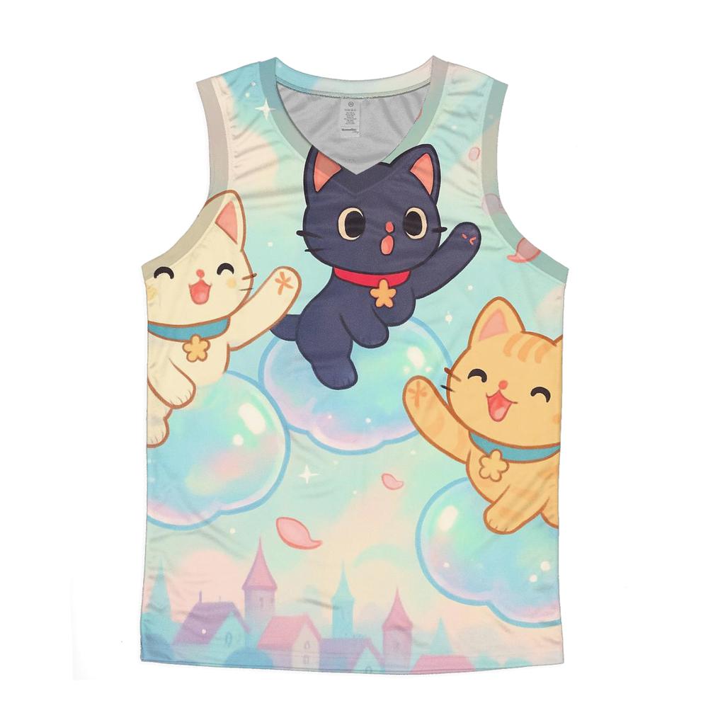 Bubble Cloud Kittens Over Pastel City sports performance tank tops