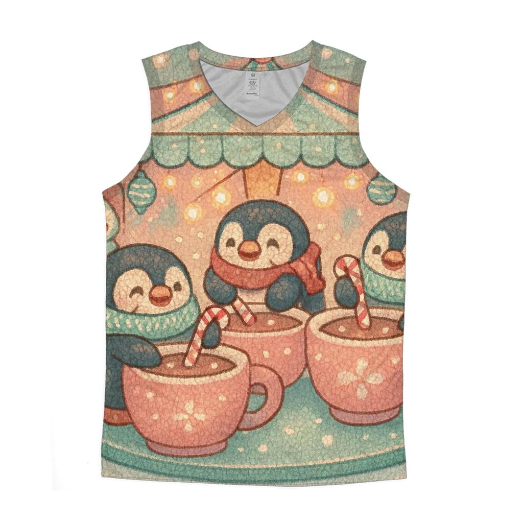 Penguins Hosting A Cocoa Carousel trendy fitted tank tops