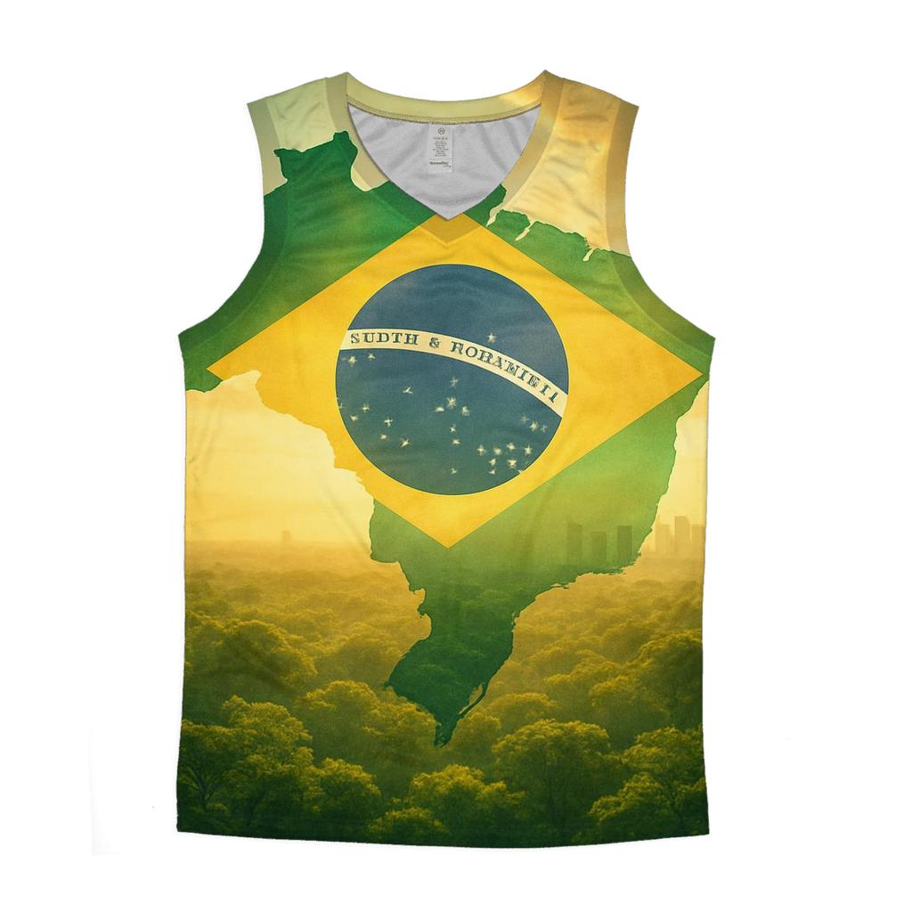 Brazil Double Exposure Rainforest Pulse cotton sleeveless tops