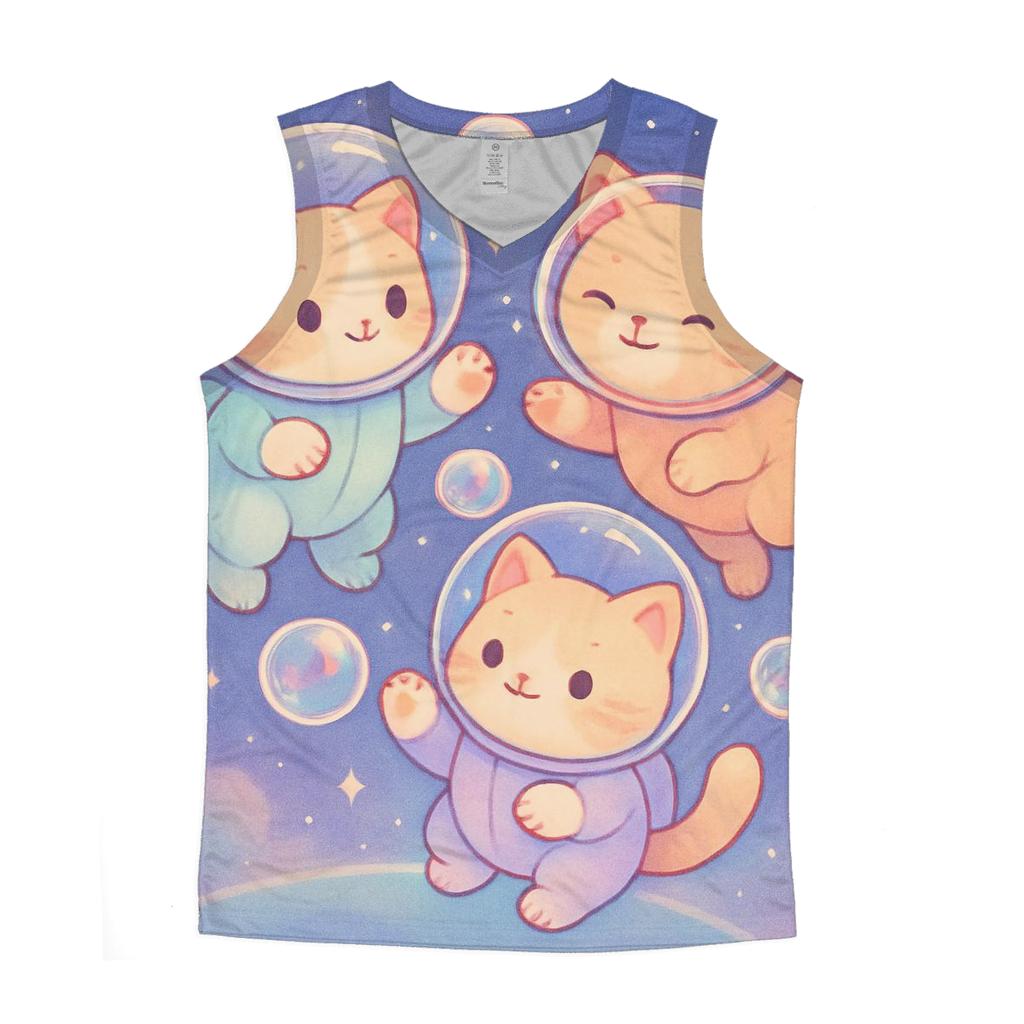 Bubble Bath Astronaut Kittens graphic print tank tops