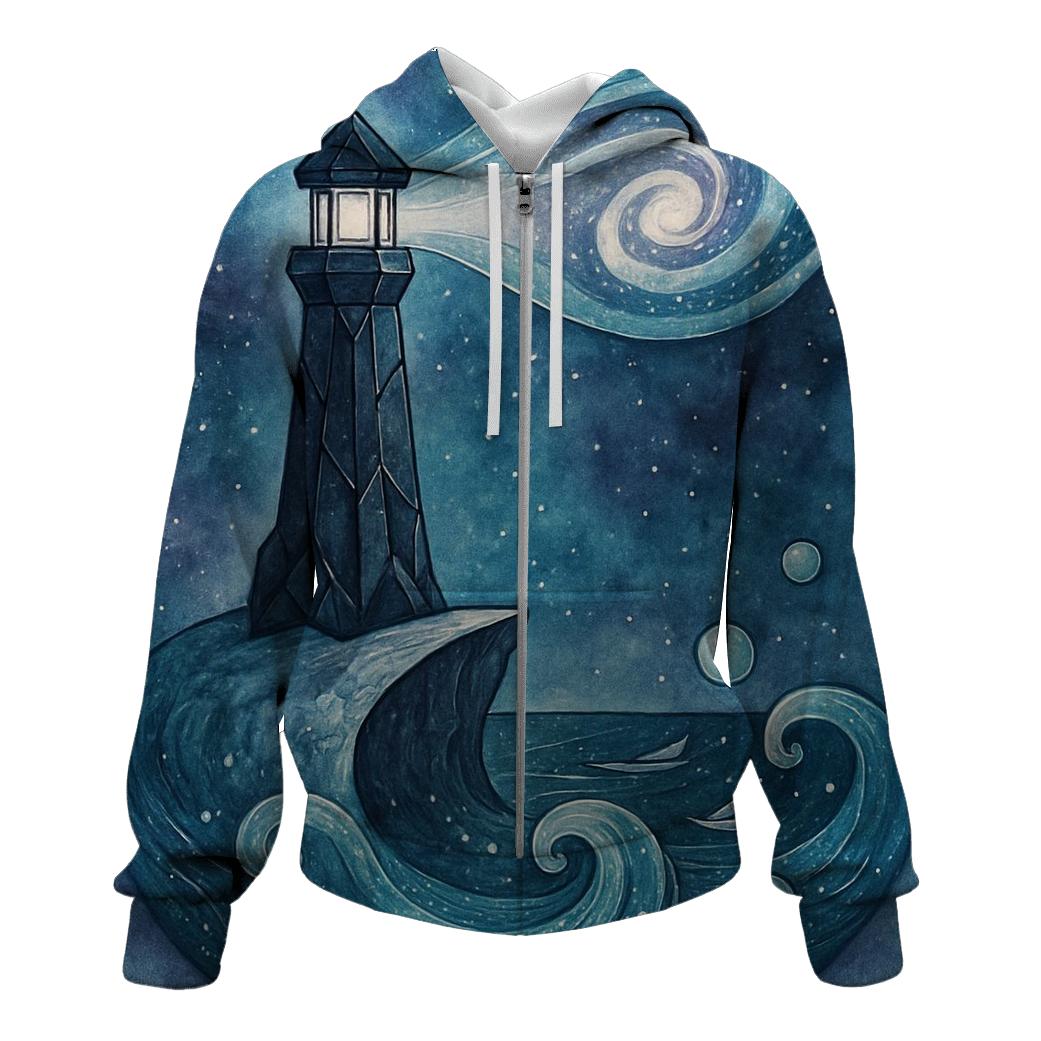 Lighthouse Of The Nebula Tide premium hoodies