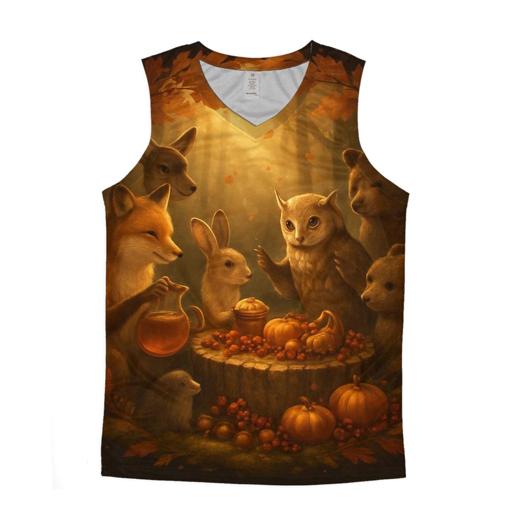 Woodland Feast Under Falling Leaves personalized athletic tanks