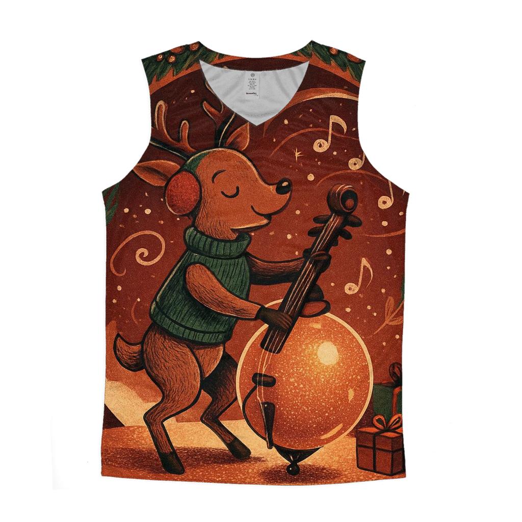 Reindeer Snowglobe Jazz Session graphic print tank tops