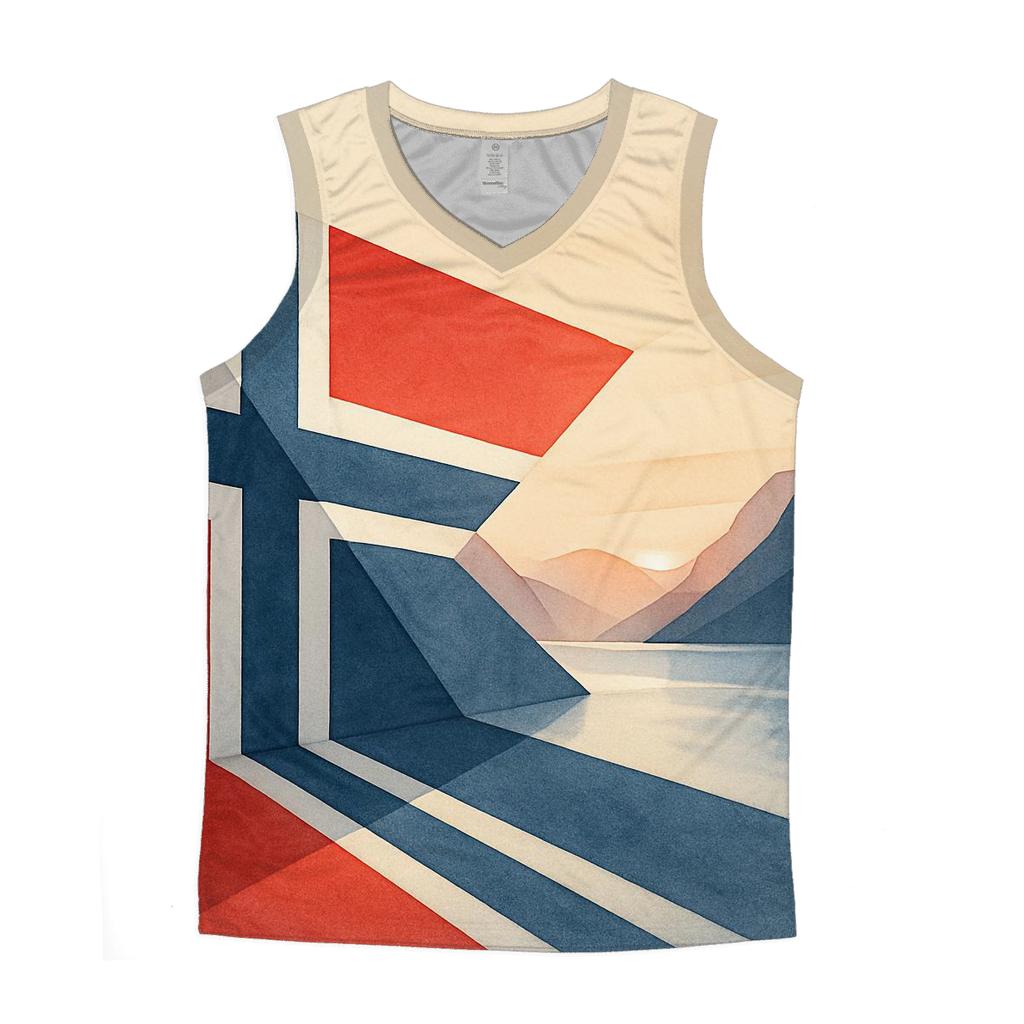 Norway Minimal Geometric Fjord Flag graphic print tank tops
