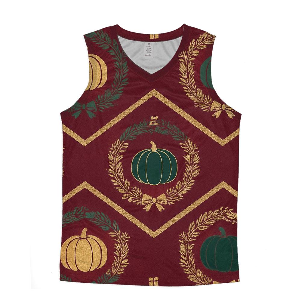 Golden Wreath Pumpkin Chevron On Burgundy Background designer workout tanks