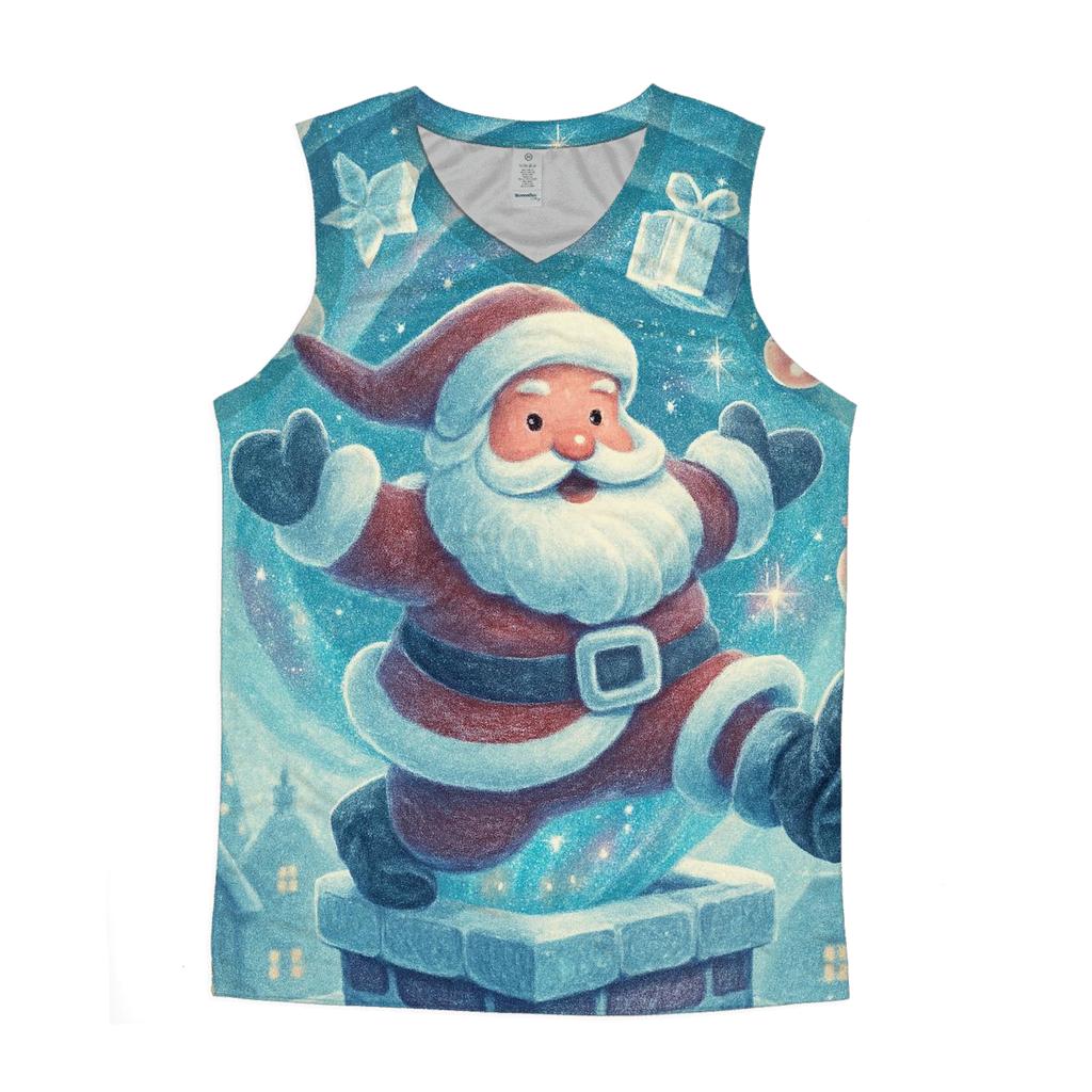 Santa Stuck In A Starry Chimney Portal custom tank tops