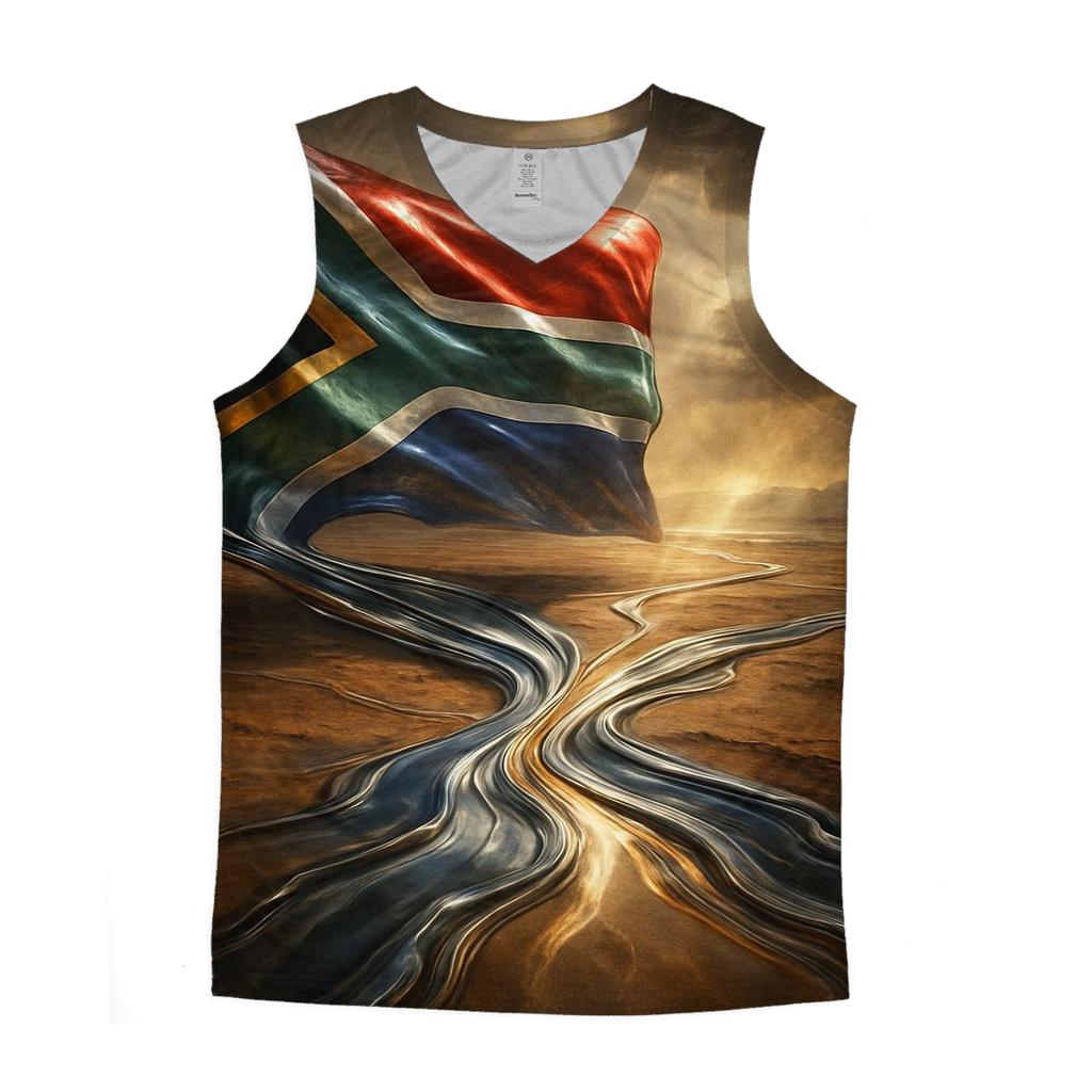 South Africa Surreal Metallic Desert Bloom cotton sleeveless tops