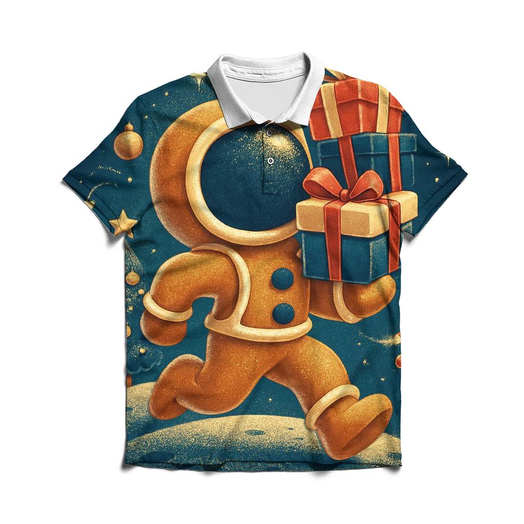 Gingerbread Astronaut Gift Run personalized polo shirts