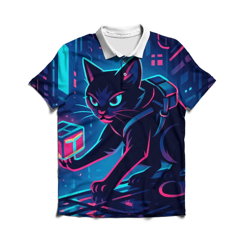 Neon Alley Courier Cat custom polo shirts