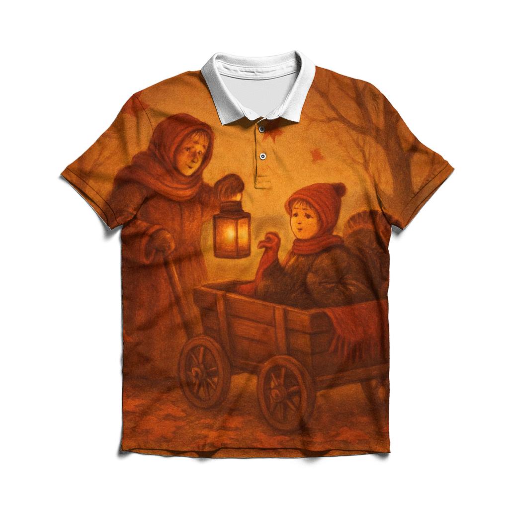 Lanternlit Gratitude Wagon classic pique polos