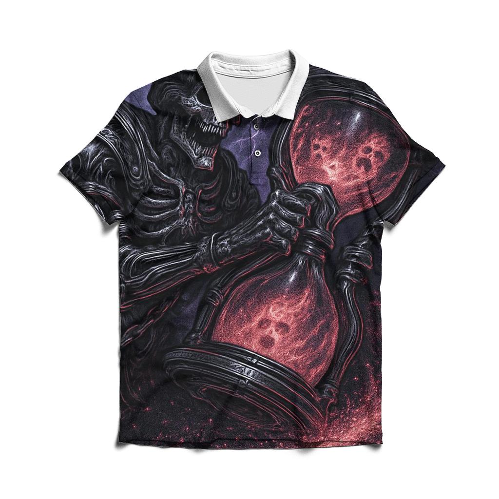 The Hourglass Crypt Engine embroidered polo tops