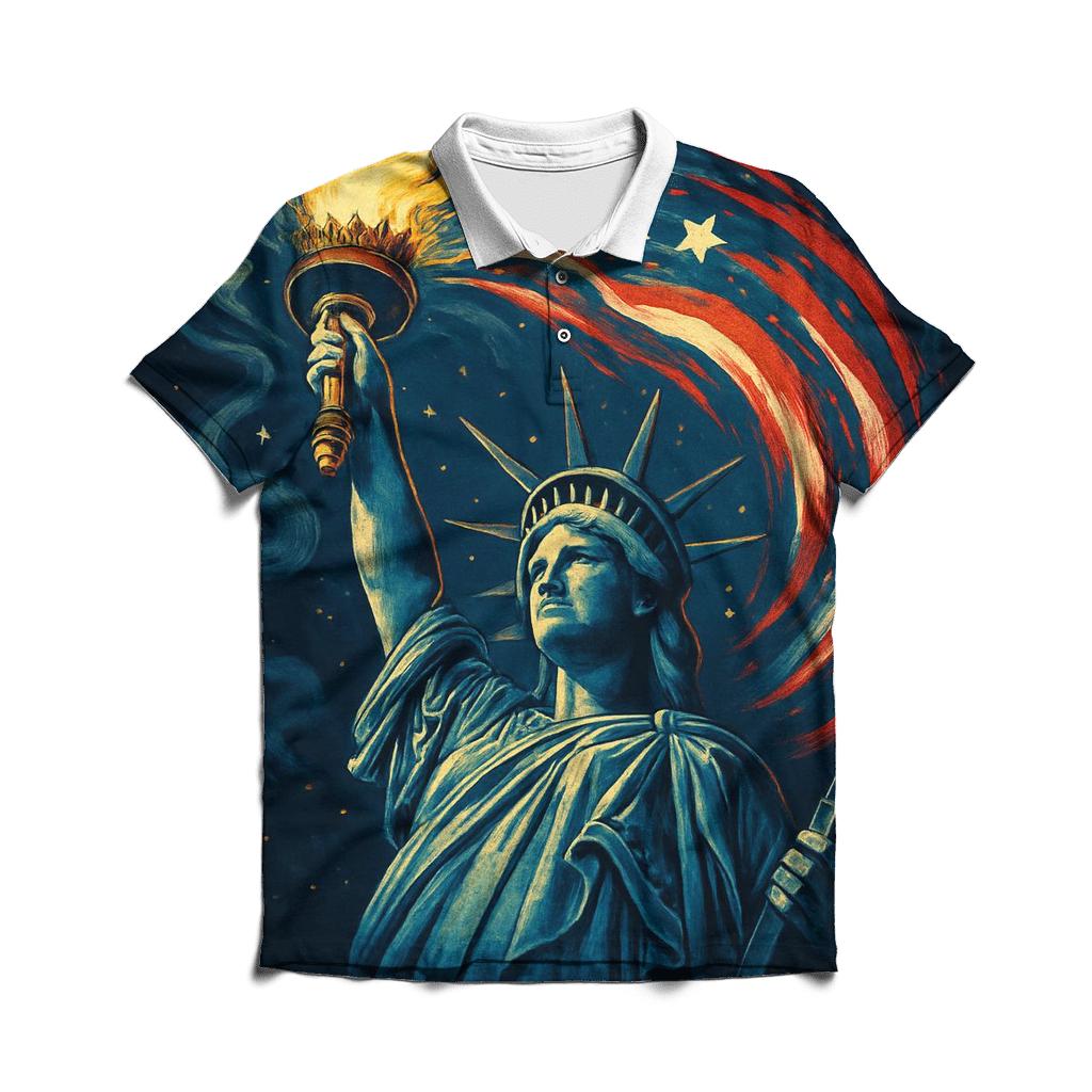 Liberty Torch Bloom In Flag Petals stylish collar polo tees