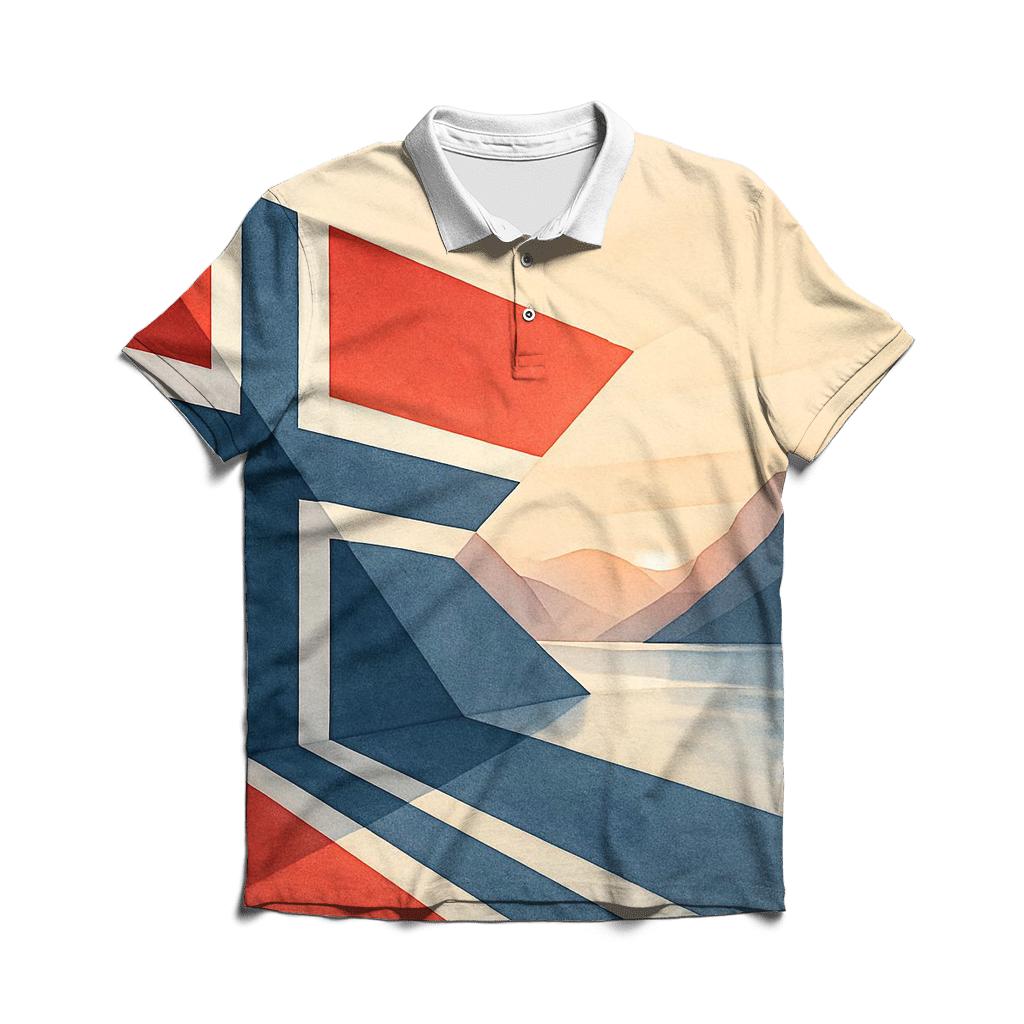 Norway Minimal Geometric Fjord Flag personalized polo shirts