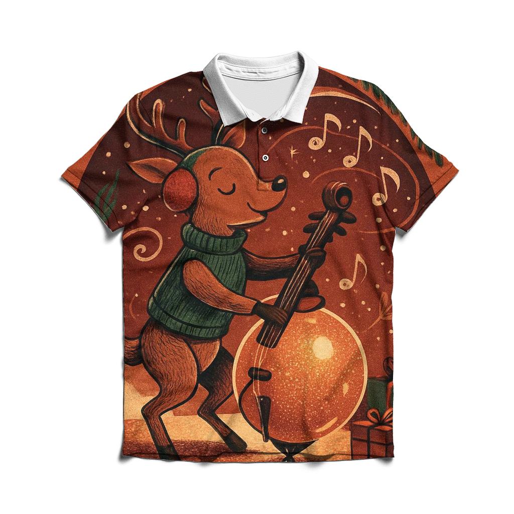 Reindeer Snowglobe Jazz Session embroidered polo tops