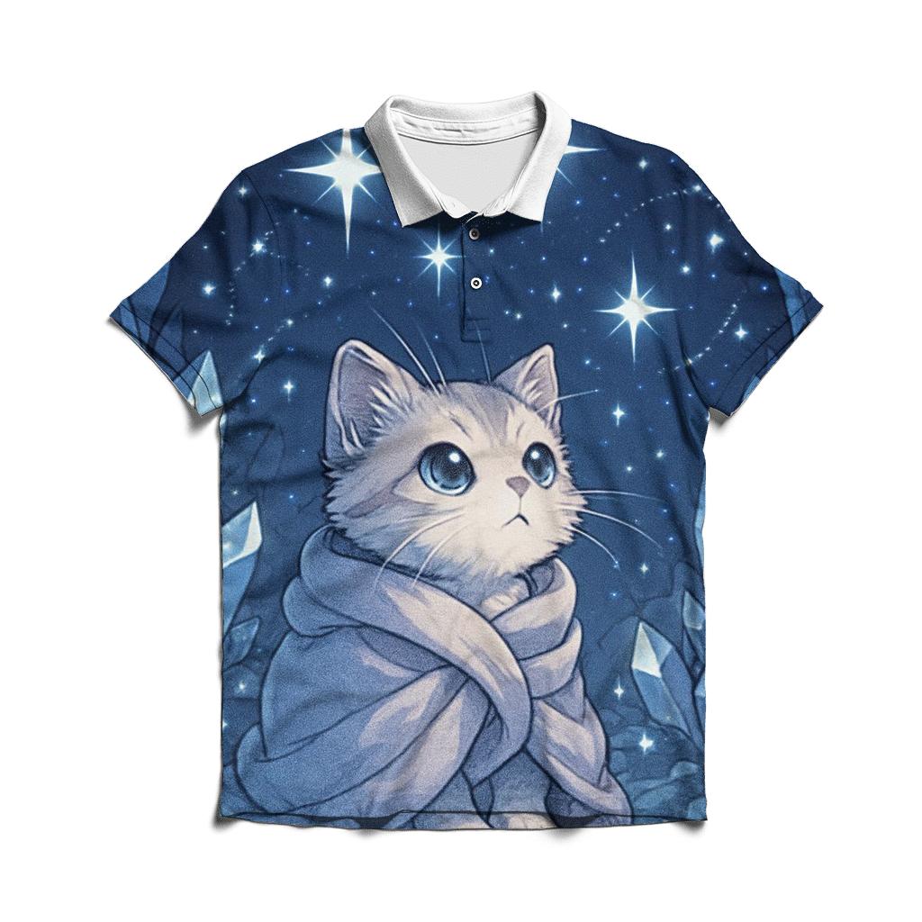 Crystal Cave Stargazer Kitten branded logo polo shirts