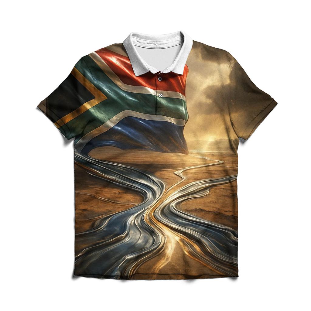 South Africa Surreal Metallic Desert Bloom casual sports polo shirts