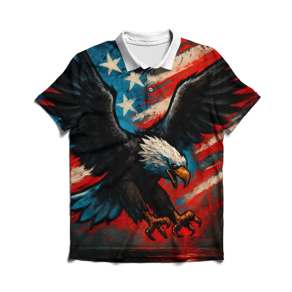 Urban Eagle Surge Through Graffiti Stripes branded logo polo shirts