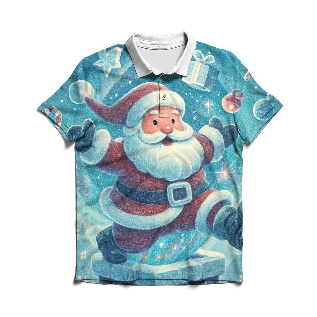 Santa Stuck In A Starry Chimney Portal designer slim fit polos