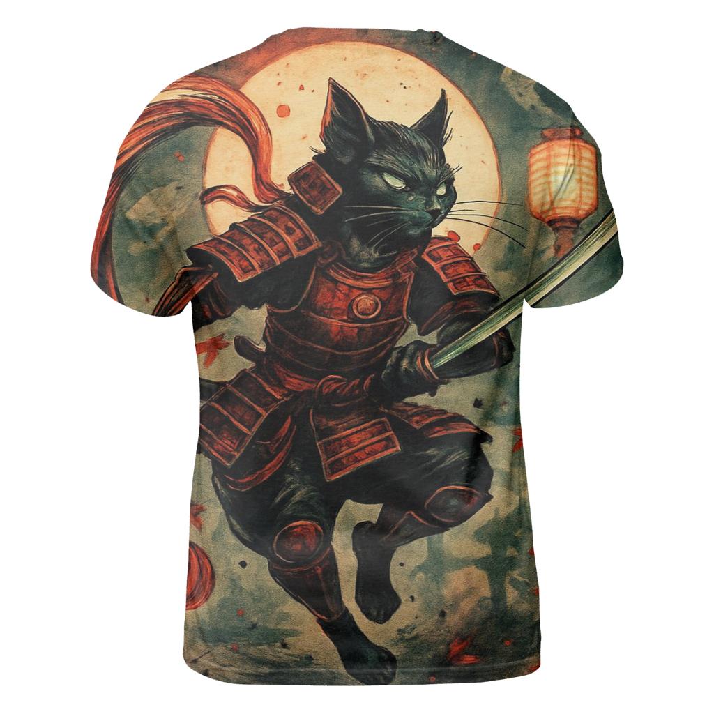Koi Lantern Samurai Cat trendy printed shirt styles
