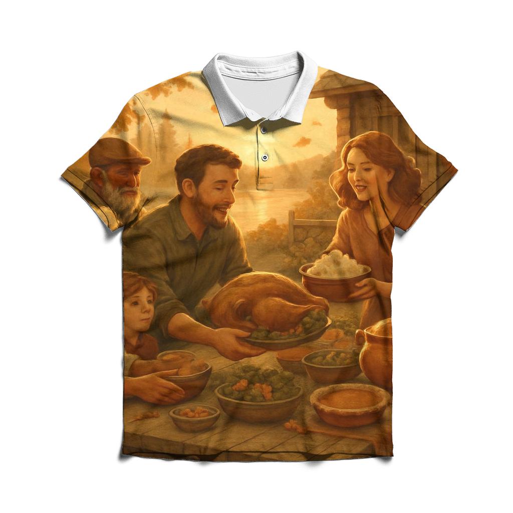 Golden Hour Cabin Table Gathering designer slim fit polos