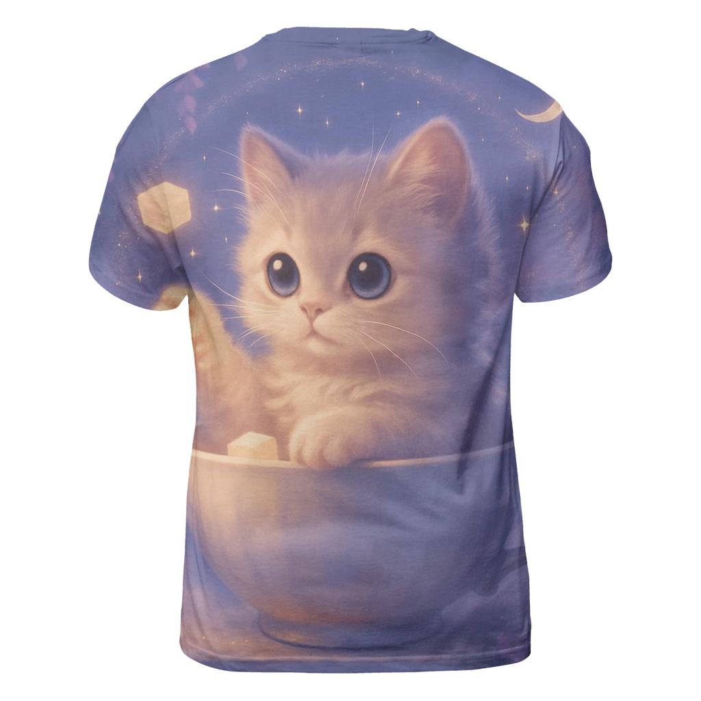 Moonlit Teacup Kitten Reverie creative print fashion shirts