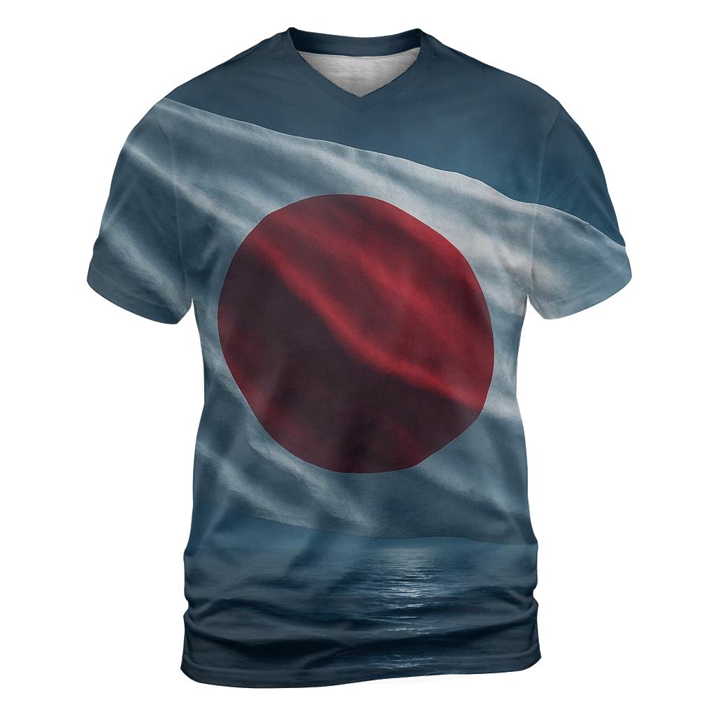 Japan Aurora Fabric Over Ocean artistic all-over print tops