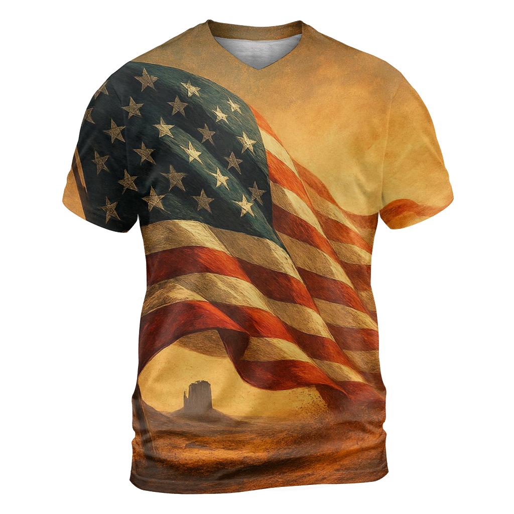 Thunderfold Banner Over Monument Valley statement graphic shirts