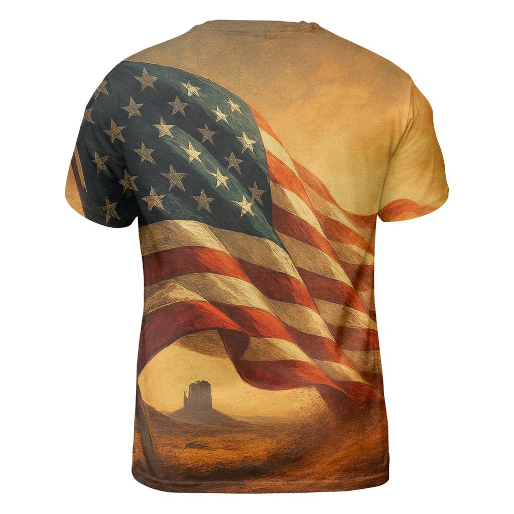 Thunderfold Banner Over Monument Valley statement graphic shirts