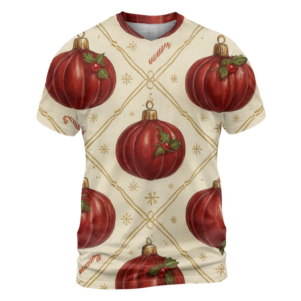 Crimson Ornament Pumpkin Lattice On Ivory Background vibrant all-over design tees