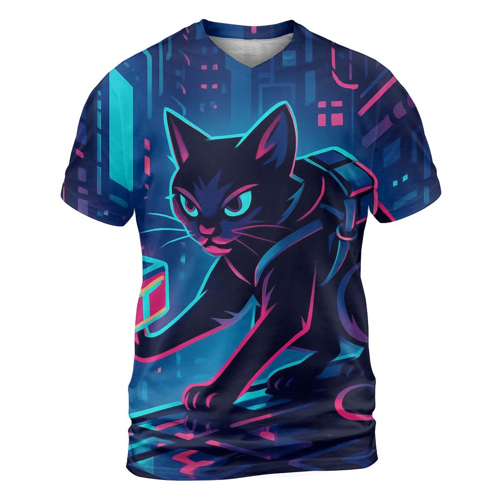 Neon Alley Courier Cat custom all-over print shirts