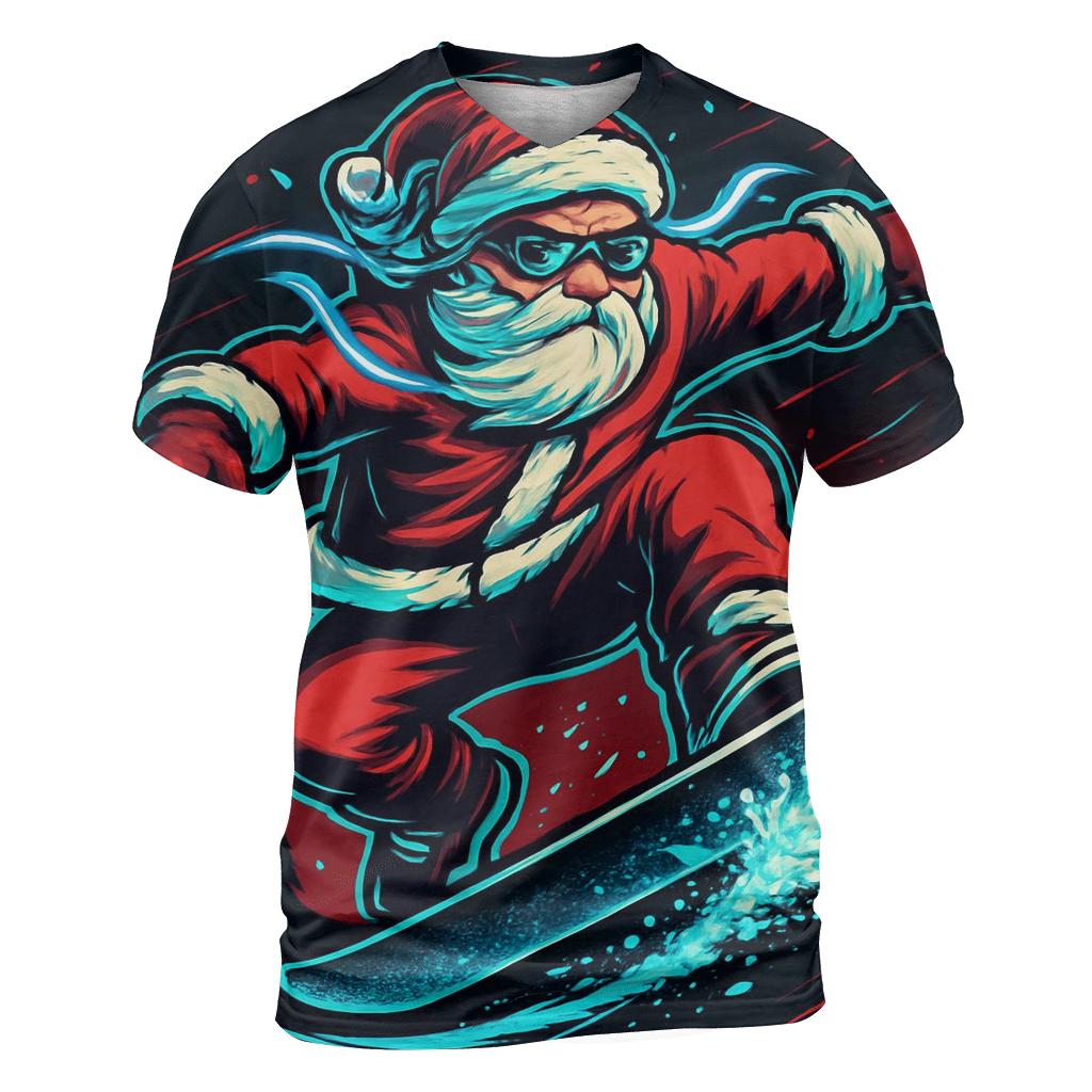 Neon Snowstorm Santa Kickflip designer pattern shirts