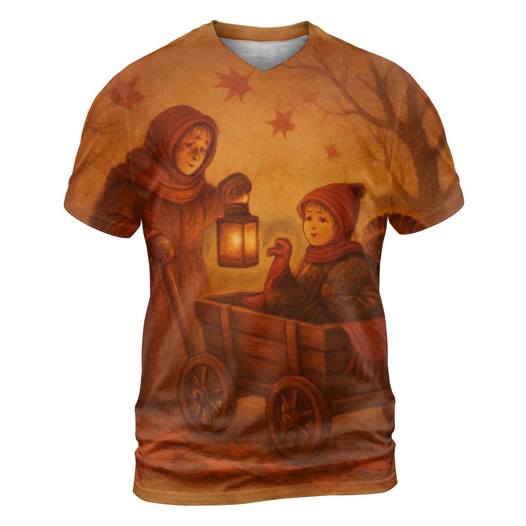 Lanternlit Gratitude Wagon trendy printed shirt styles