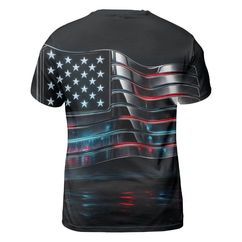Neon Harbor Flag With Chrome Reflections vibrant all-over design tees