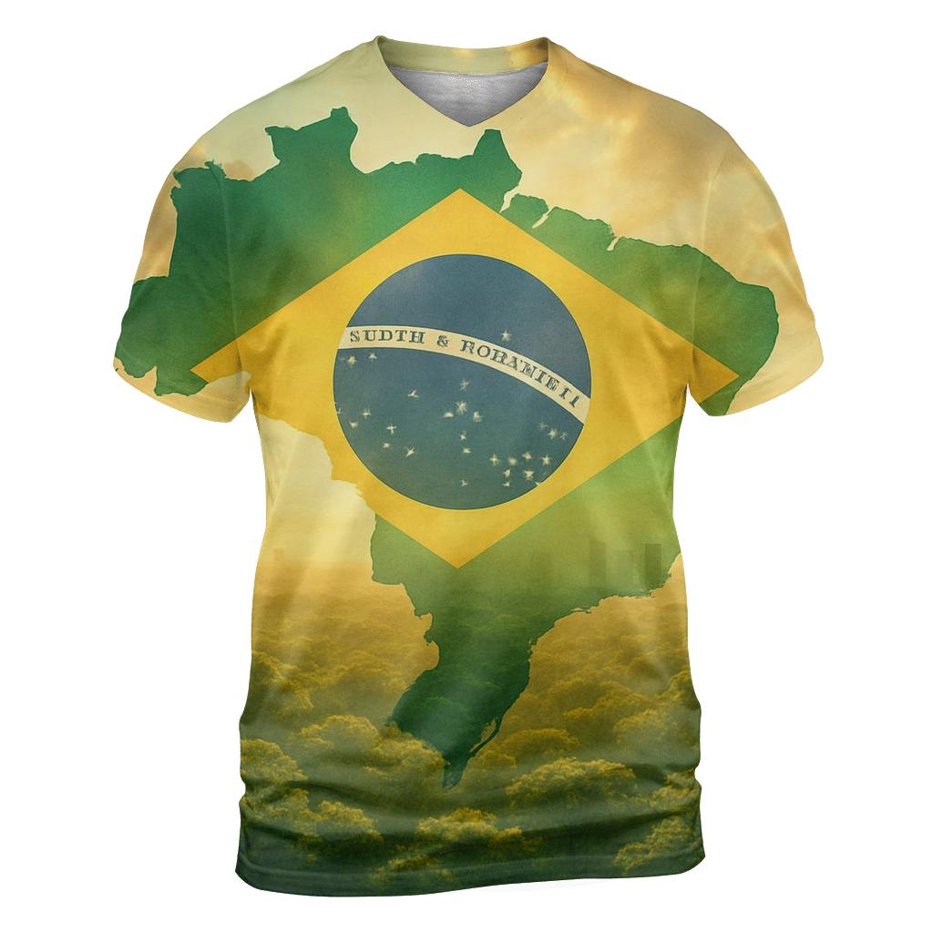 Brazil Double Exposure Rainforest Pulse trendy printed shirt styles