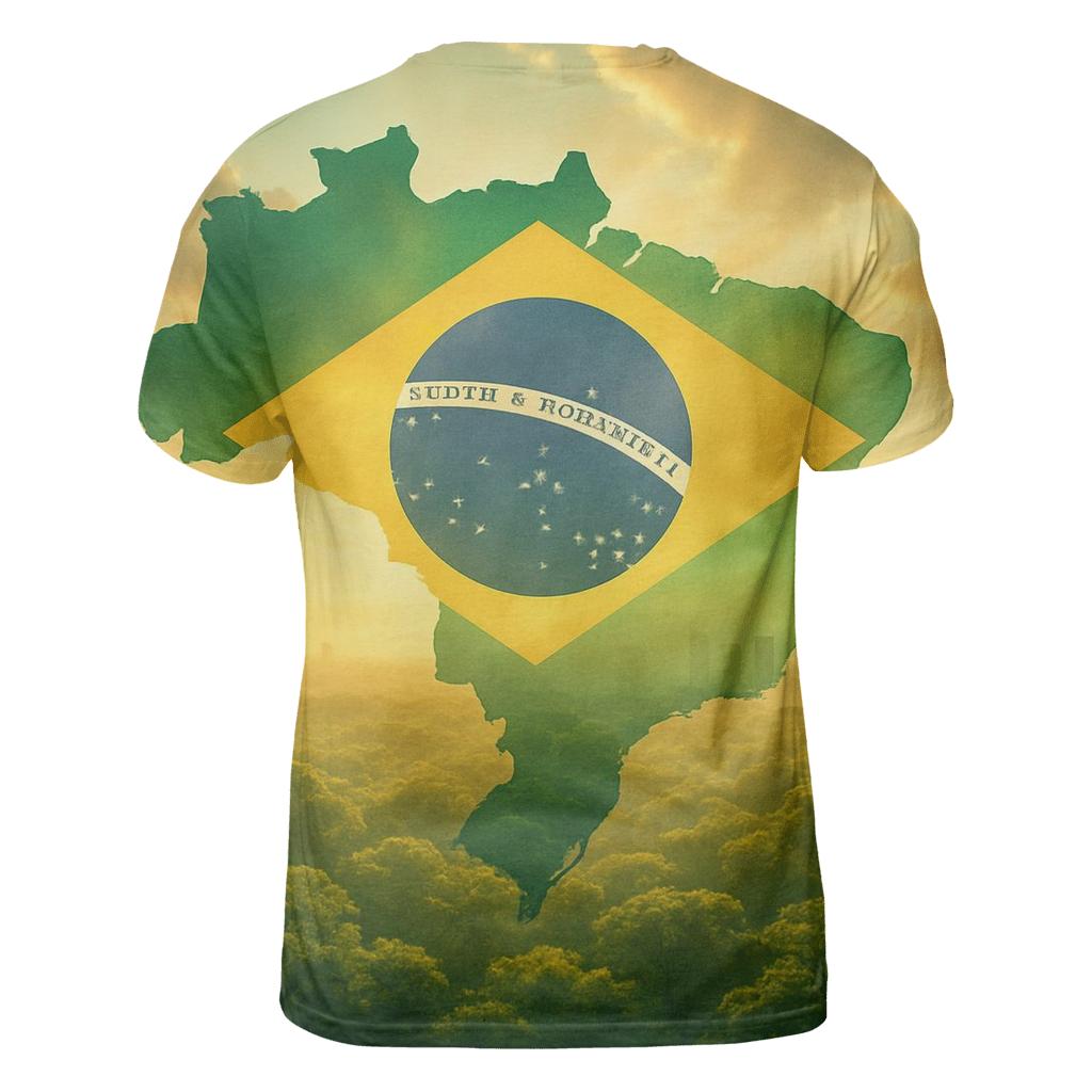 Brazil Double Exposure Rainforest Pulse trendy printed shirt styles