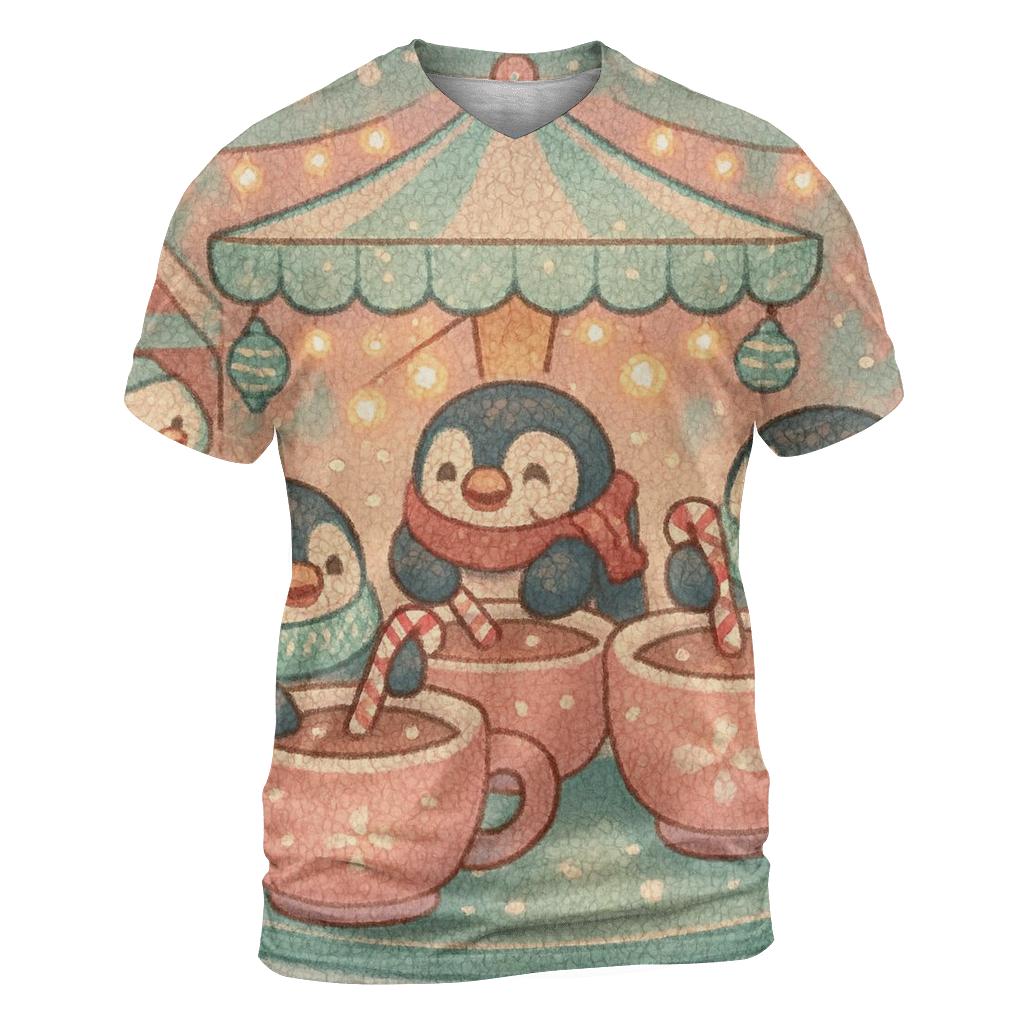 Penguins Hosting A Cocoa Carousel vibrant all-over design tees