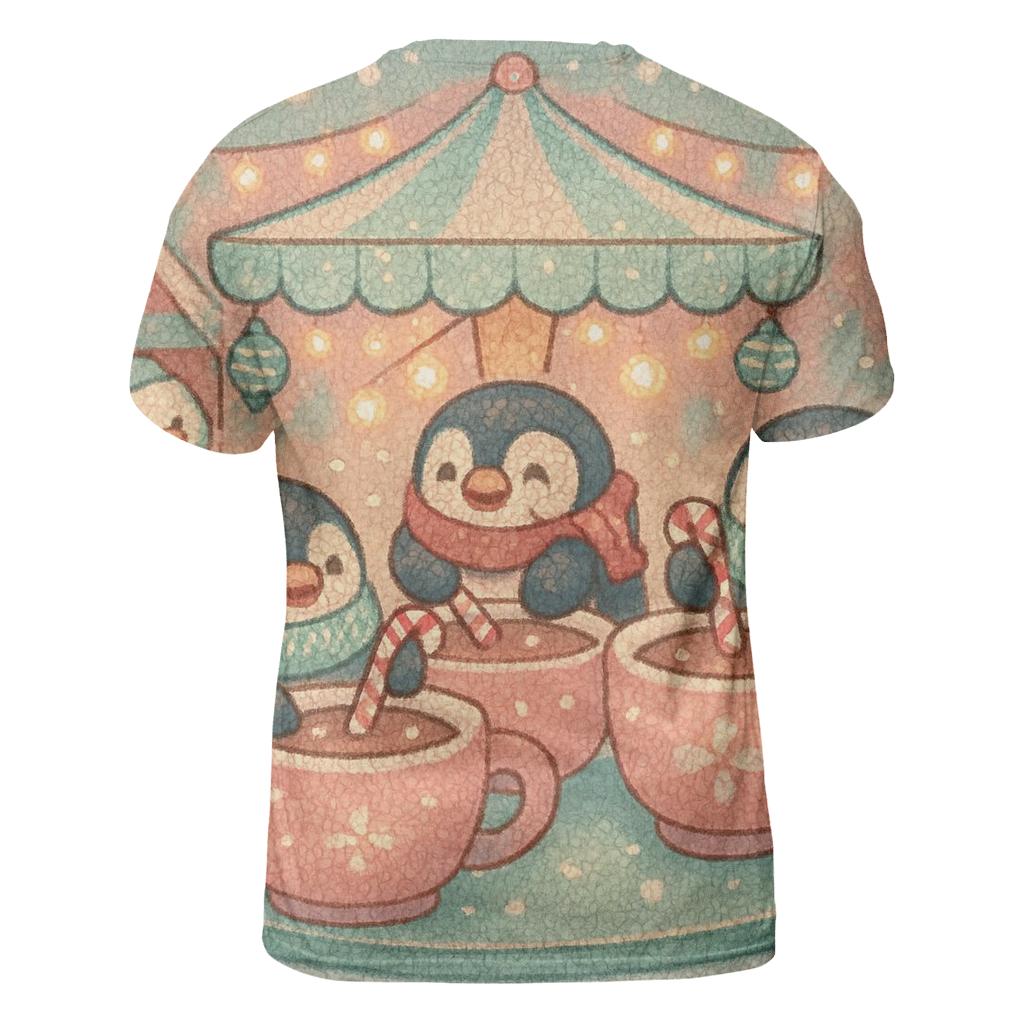 Penguins Hosting A Cocoa Carousel vibrant all-over design tees