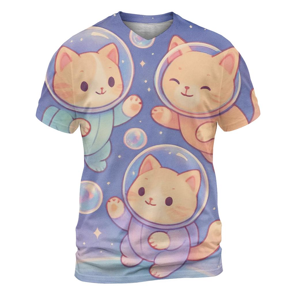 Bubble Bath Astronaut Kittens artistic all-over print tops
