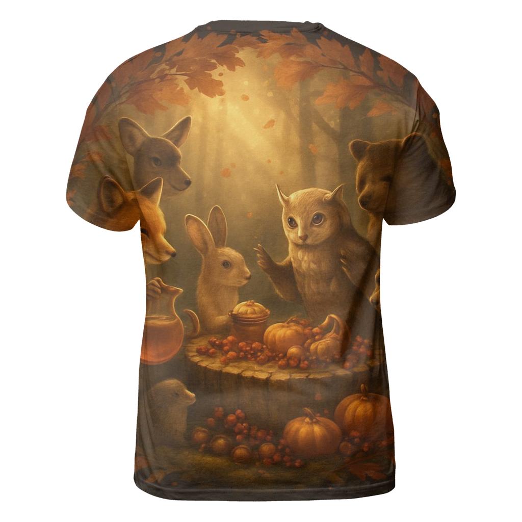 Woodland Feast Under Falling Leaves custom all-over print shirts